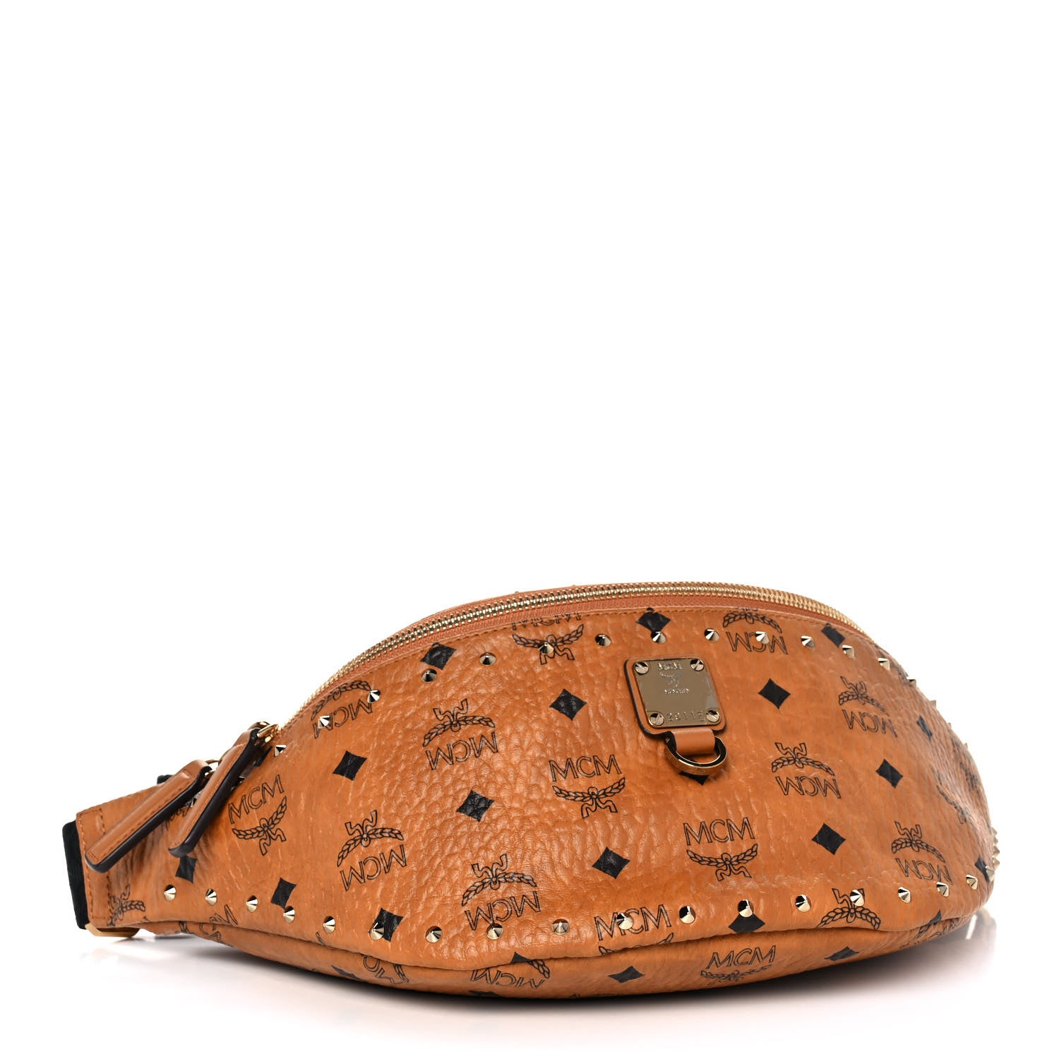 MCM Visetos Medium Studded Fursten Belt Bag Cognac 3 of 9