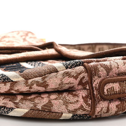 Christian Dior Canvas Embroidered Brocart Saddle Bag Metallic Pink 10 of 10