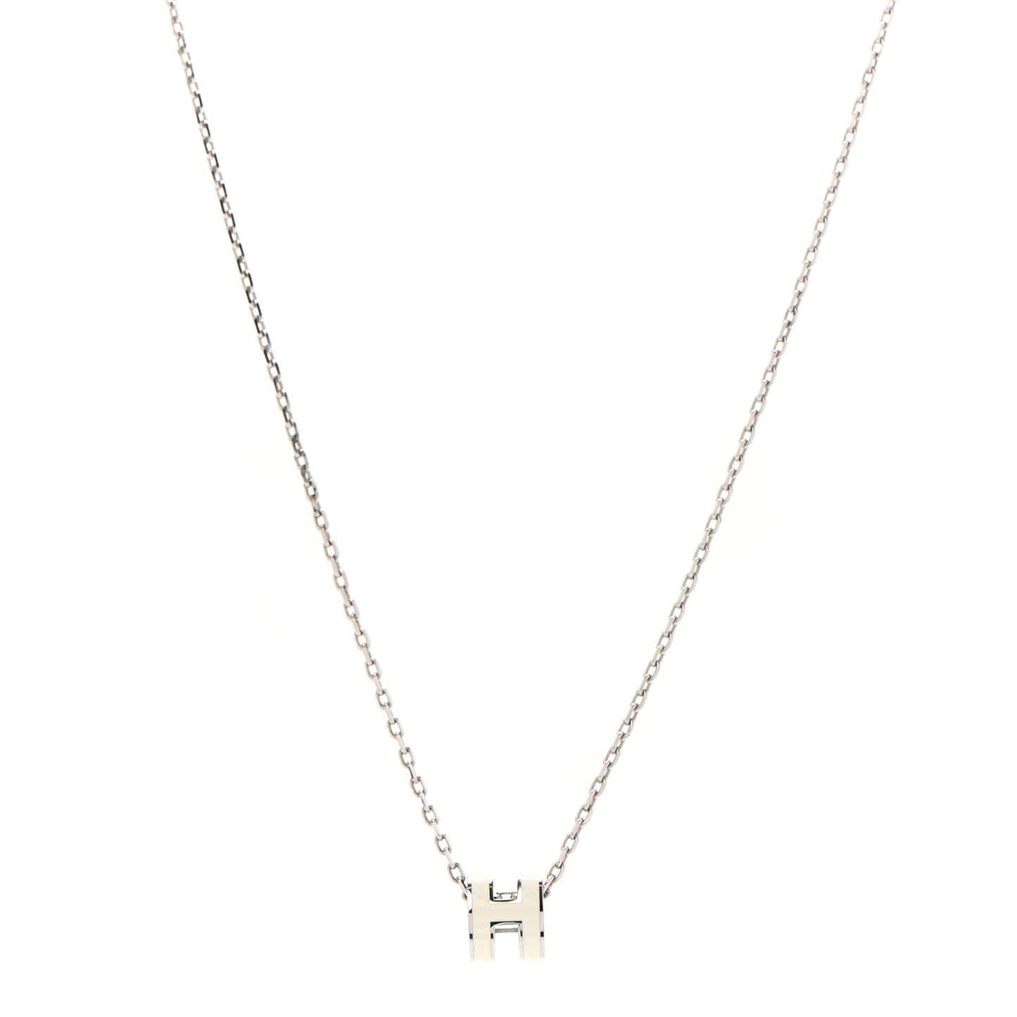 Lacquered Palladium Mini Pop H Pendant Necklace White