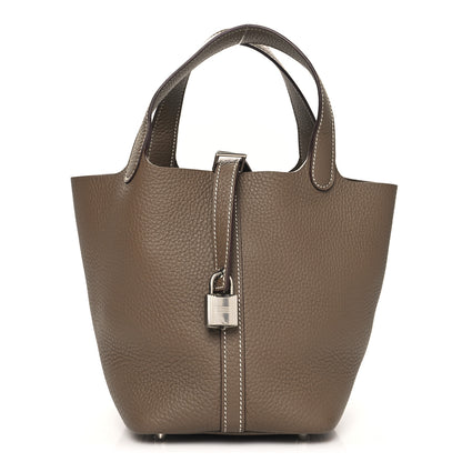 Hermes Taurillon Clemence Picotin Lock 18 PM Etoupe 2 of 25