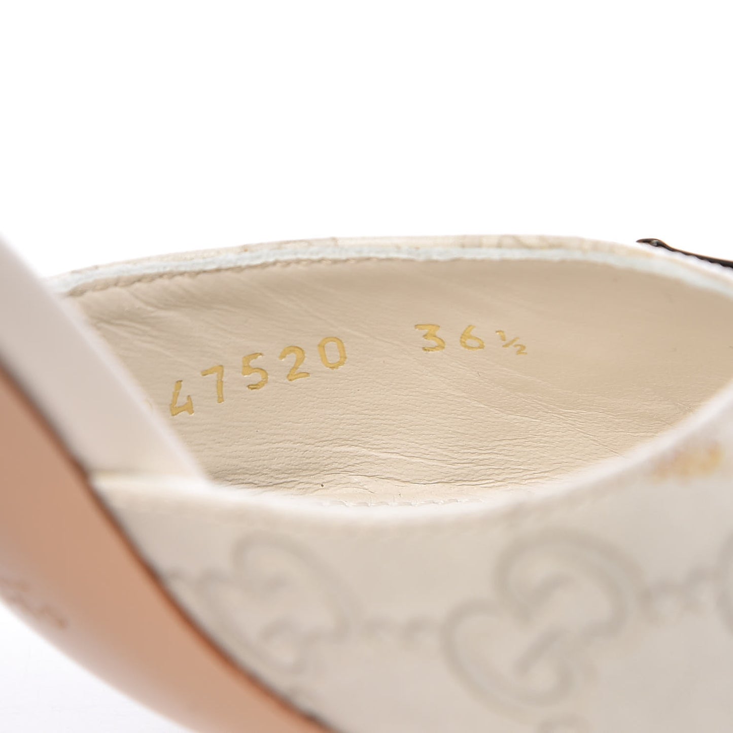 Guccissima Horsebit Mid Heel Slides 36.5 Mystic White