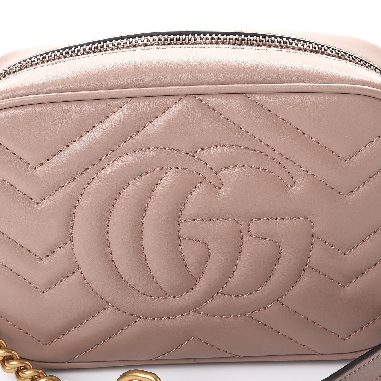 Calfskin Matelasse Mini GG Marmont Chain Shoulder Bag Nude