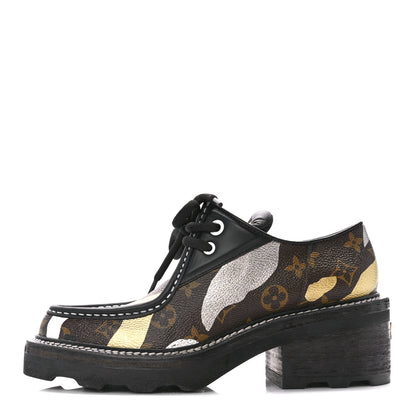 Louis Vuitton X LOL Monogram Calfskin Beaubourg Platform Derby Shoes 39 Gold Silver 1 of 14