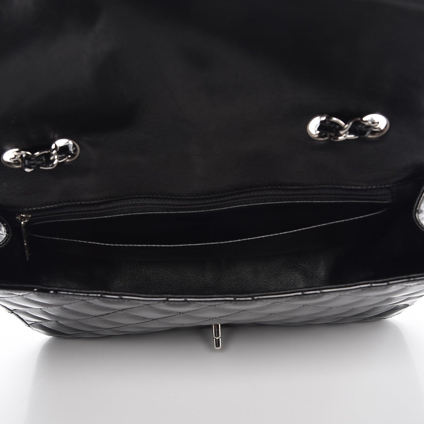 Patent Quilted Jumbo Single Flap Black
