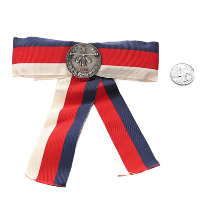 Gucci Grosgrain Web Crystal Bow Brooch Red White Blue 2 of 5