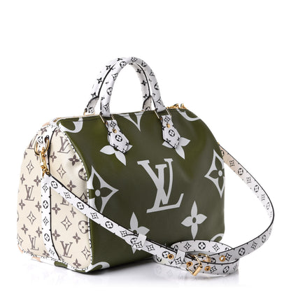Louis Vuitton Monogram Giant Speedy Bandouliere 30 Kaki Beige 2 of 11