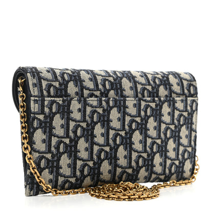 Christian Dior Oblique Saddle Chain Long Wallet Blue 4 of 12