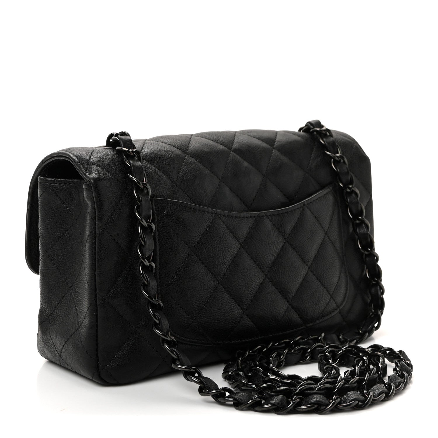 Chanel Crumpled Calfskin Quilted Mini Rectangular Flap So Black 3 of 10