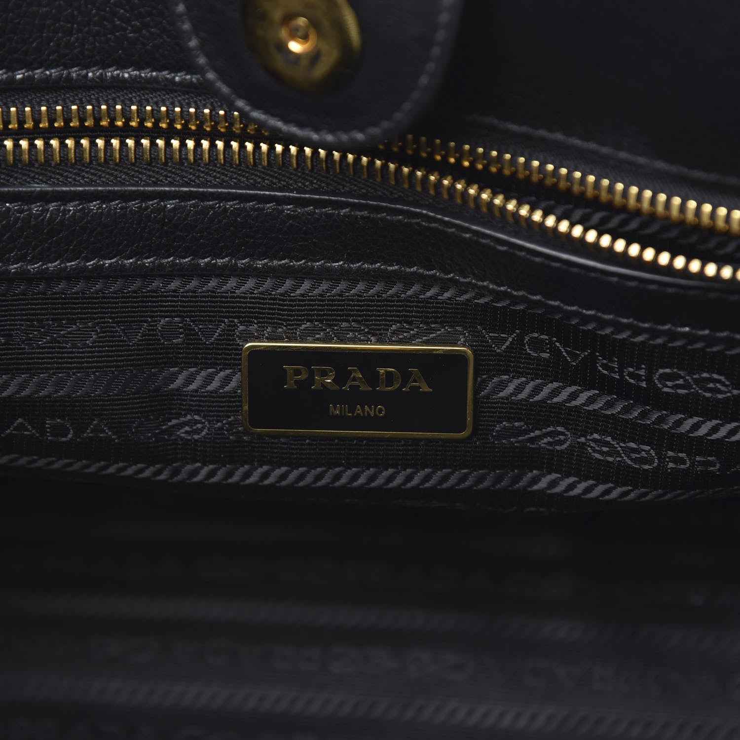 Prada Glace Calf Small Twin Pocket Tote Black 6 of 11