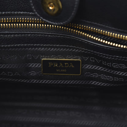 Prada Glace Calf Small Twin Pocket Tote Black 6 of 11