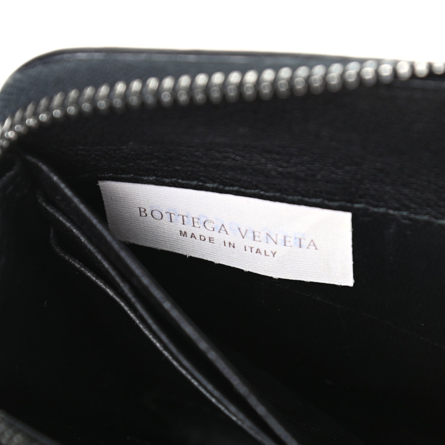 Goatskin Intrecciato Zip Around Wallet Black