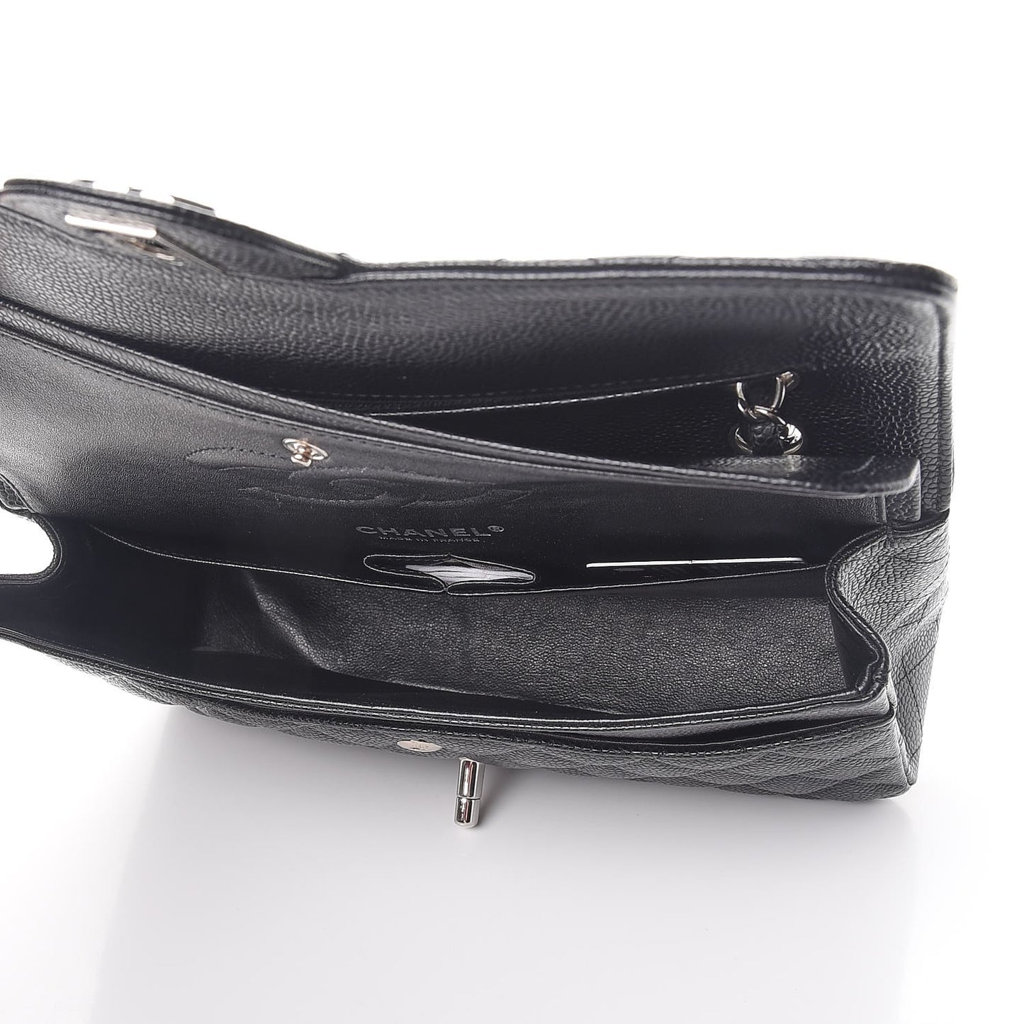 Caviar Quilted Medium Double Flap Black
