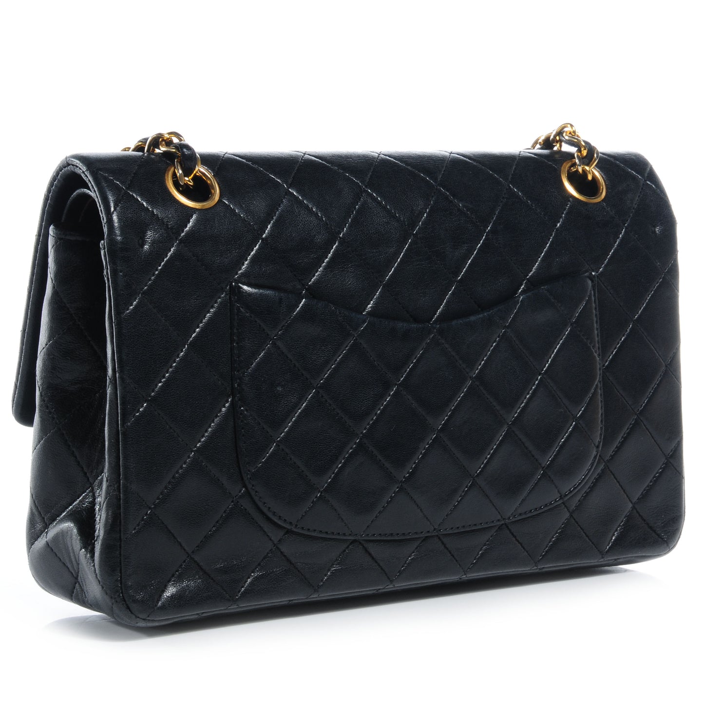 Lambskin Medium Double Flap Black