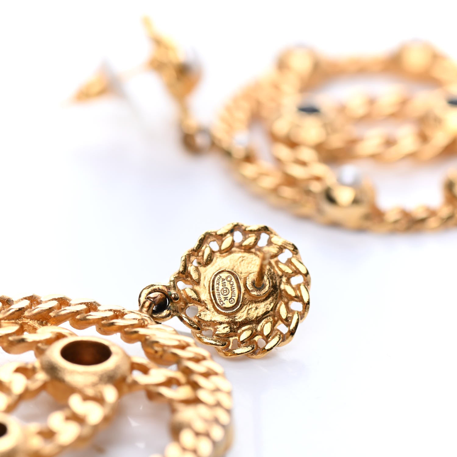Chanel Pearl Gripoix CC Chain Drop Earrings Gold 4 of 5