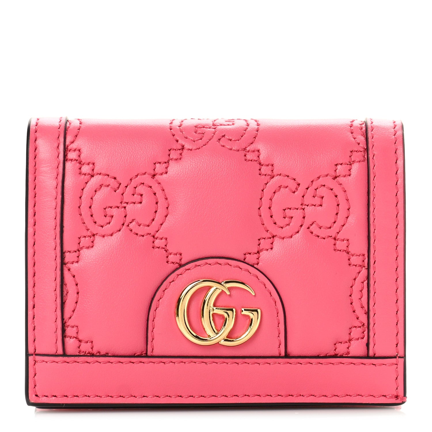 Gucci Calfskin GG Matelasse Card Case Wallet Rhodamine Pink 1 of 10