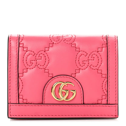 Gucci Calfskin GG Matelasse Card Case Wallet Rhodamine Pink 1 of 10