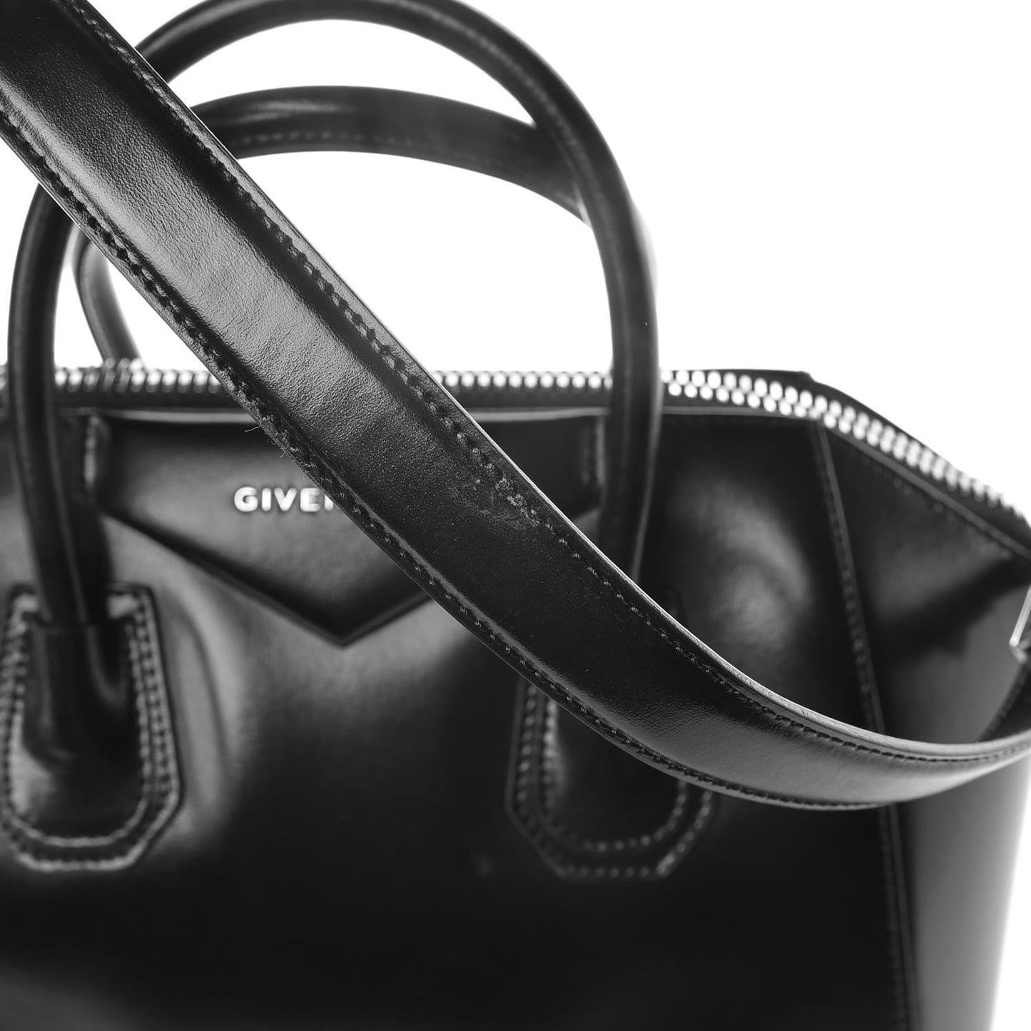 Shiny Lord Calfskin Small Antigona Black