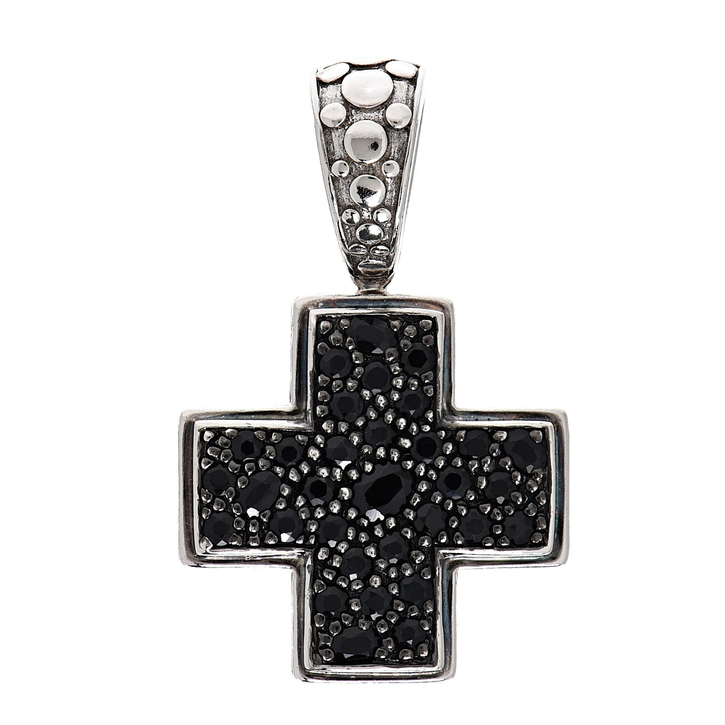 Sterling Silver Black Sapphire Dot Cross Pendant