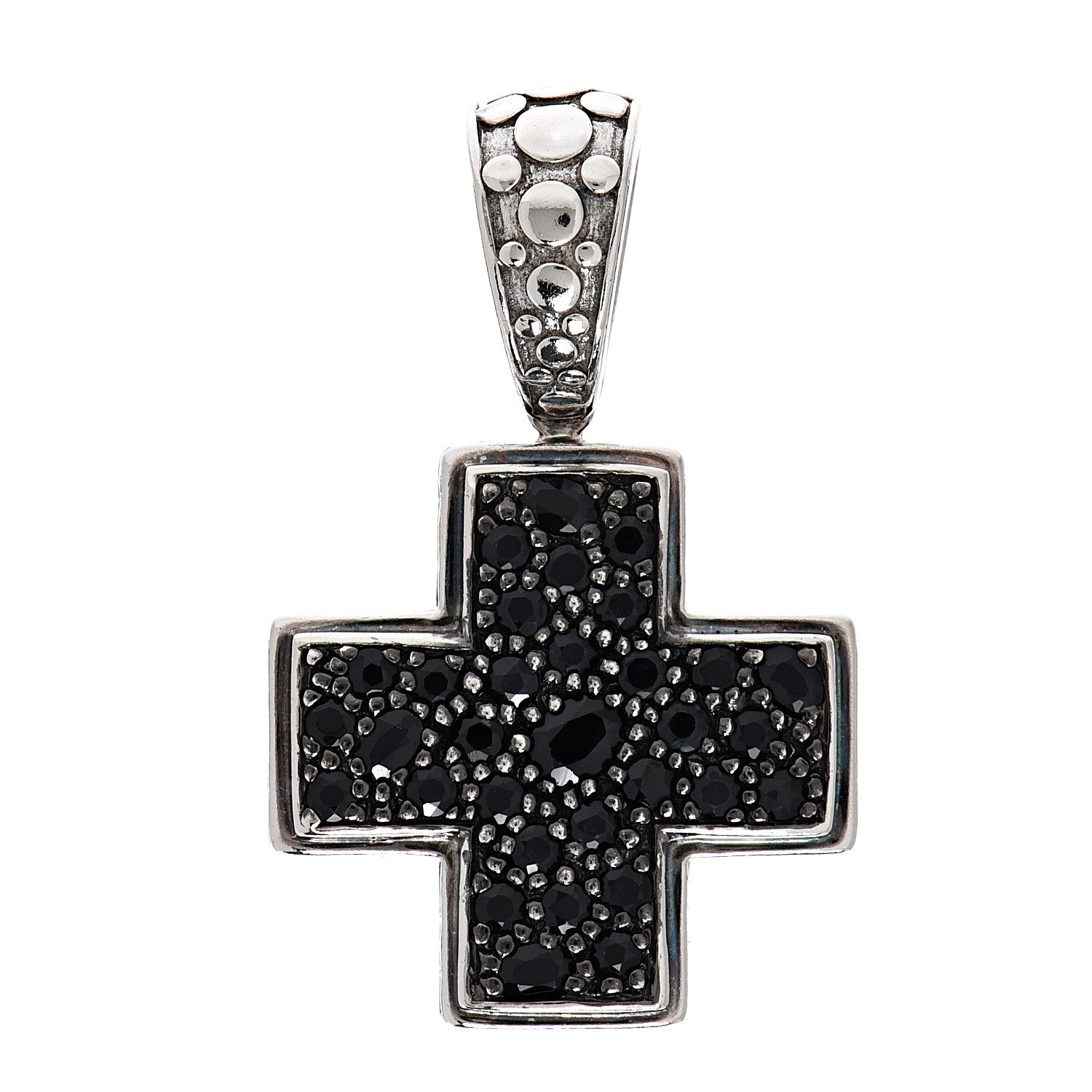 John Hardy Sterling Silver Black Sapphire Dot Cross Pendant 1 of 3