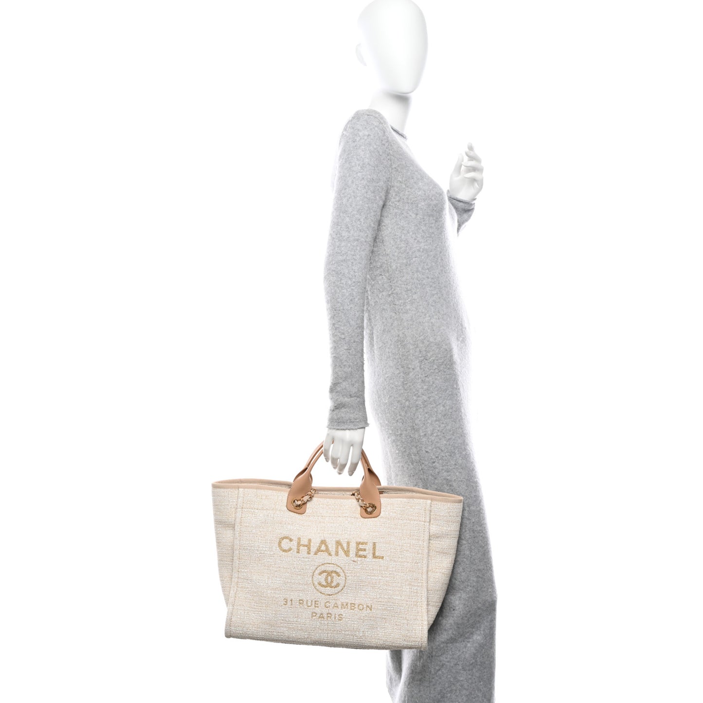 Canvas Medium Deauville Tote Light Beige