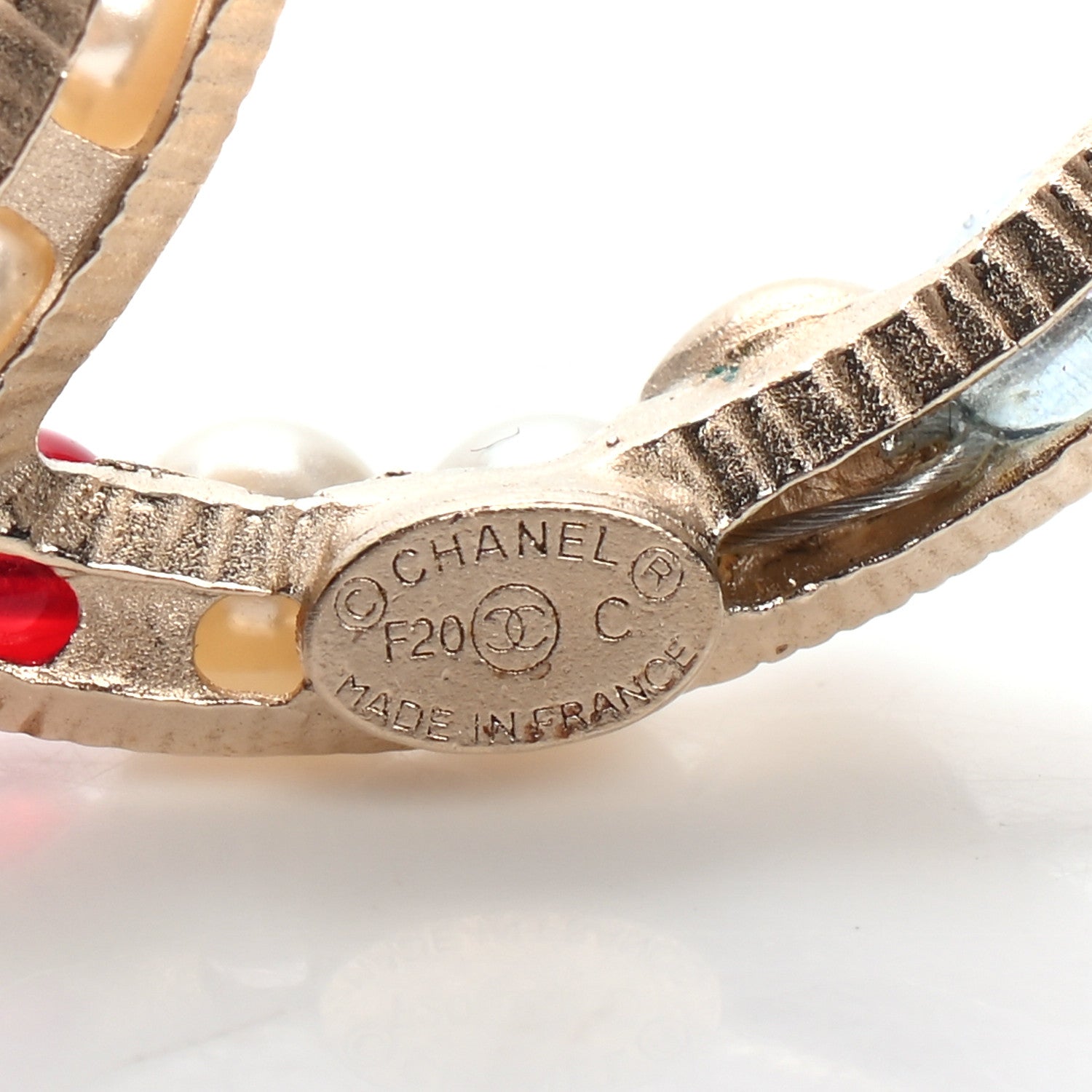 Chanel Pearl Crystal CC Brooch Gold Multicolor 4 of 5