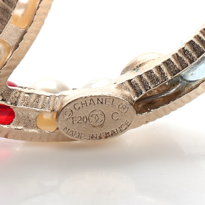 Chanel Pearl Crystal CC Brooch Gold Multicolor 4 of 5