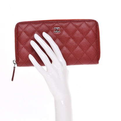 Chanel Caviar Quilted Large Gusset Zip Around Wallet Red 2 of 9