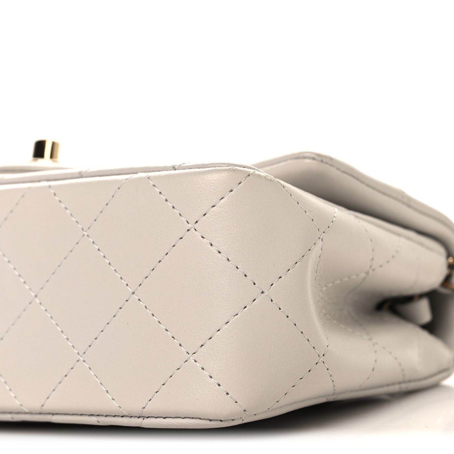 Lambskin Quilted Mini Rectangular Flap White