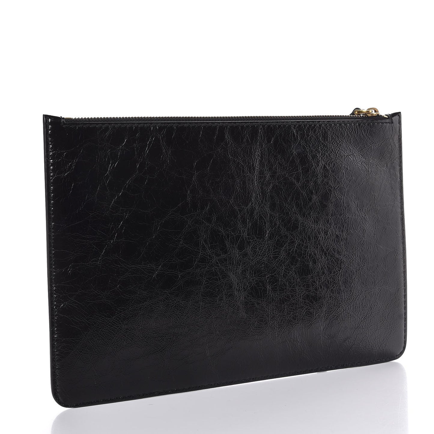 Crinkled Calfskin J'Adior Flat Clutch Black