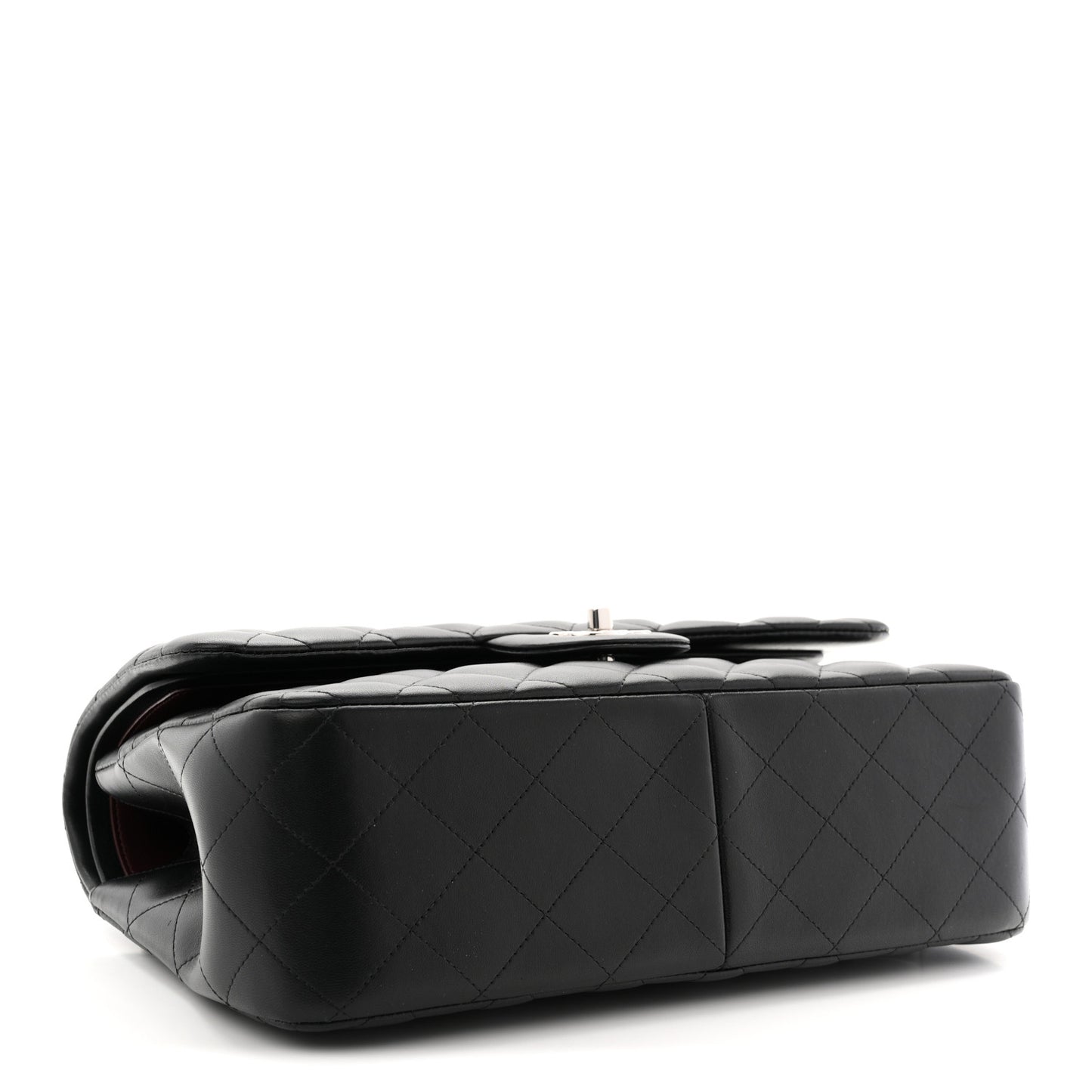 Lambskin Quilted Jumbo Double Flap Black