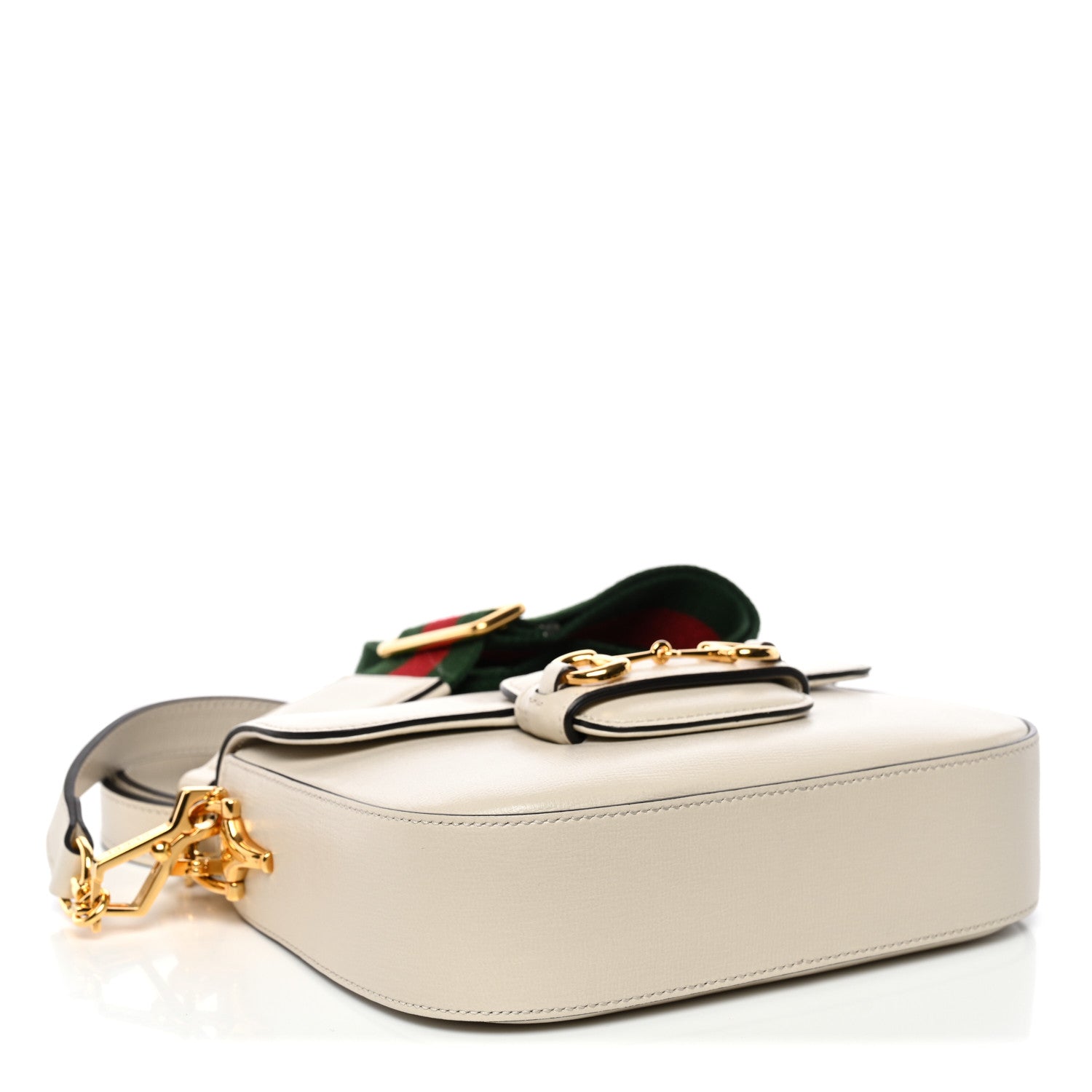 Gucci Azalea Calfskin Web Mini Horsebit 1955 Shoulder Bag Mystic White 4 of 12