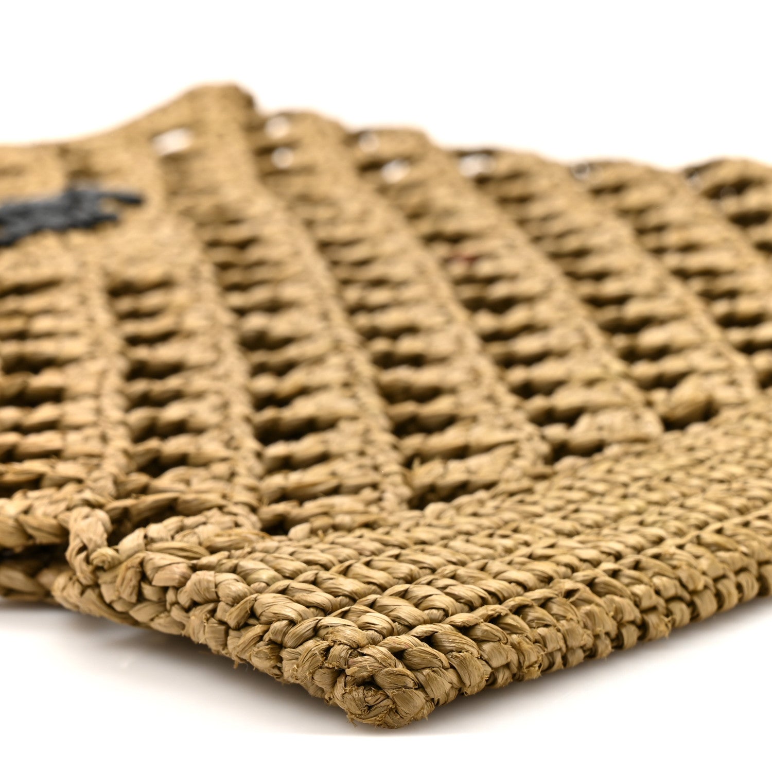 Prada Yarn Raffia Effect Embroidered Logo Tote Oliva 9 of 9