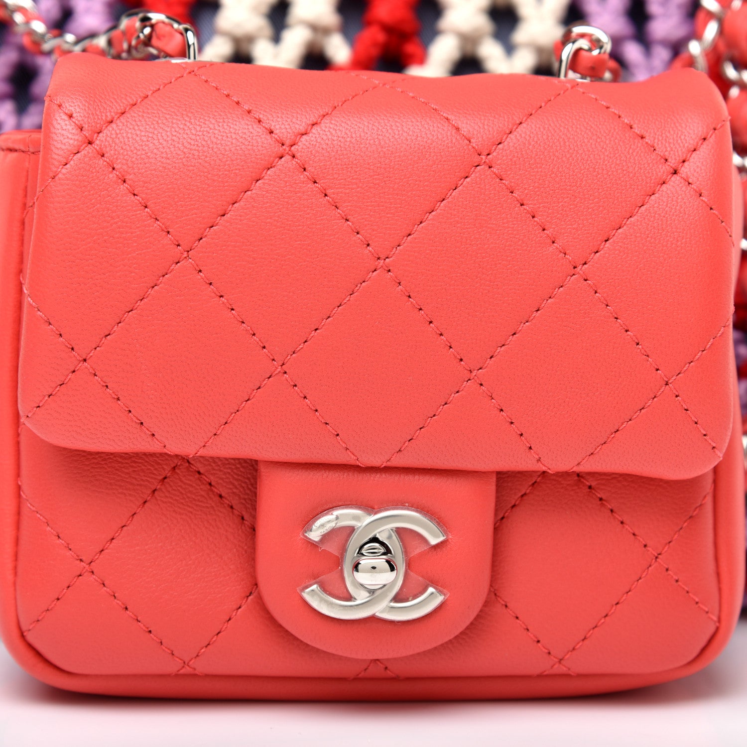 Chanel Lambskin Mixed Fibers Large Shopping Bag Red Purple White 10 of 13