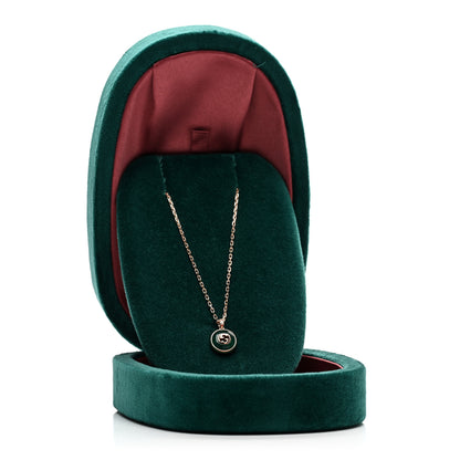 Gucci 18K Rose Gold Green Agate Interlocking G Pendant Necklace 5 of 5