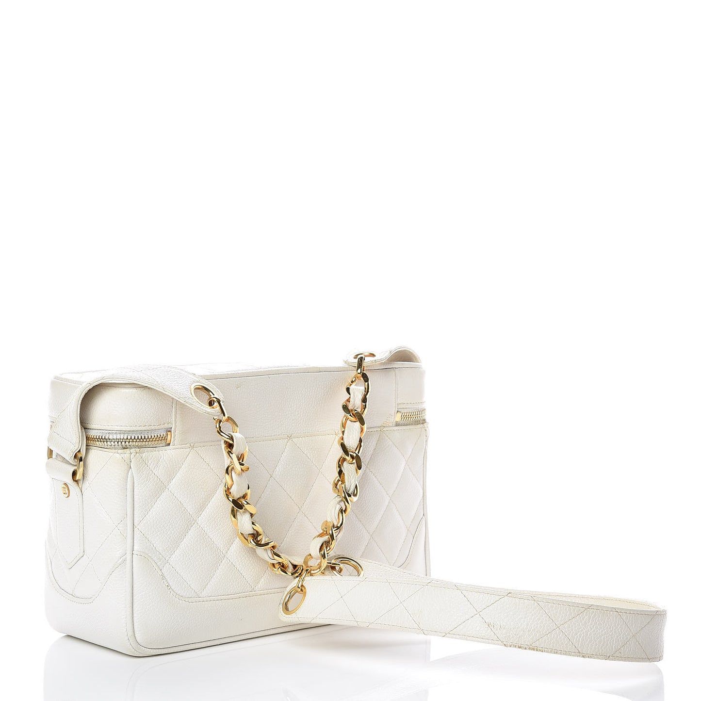 Caviar Quilted Camera Case White