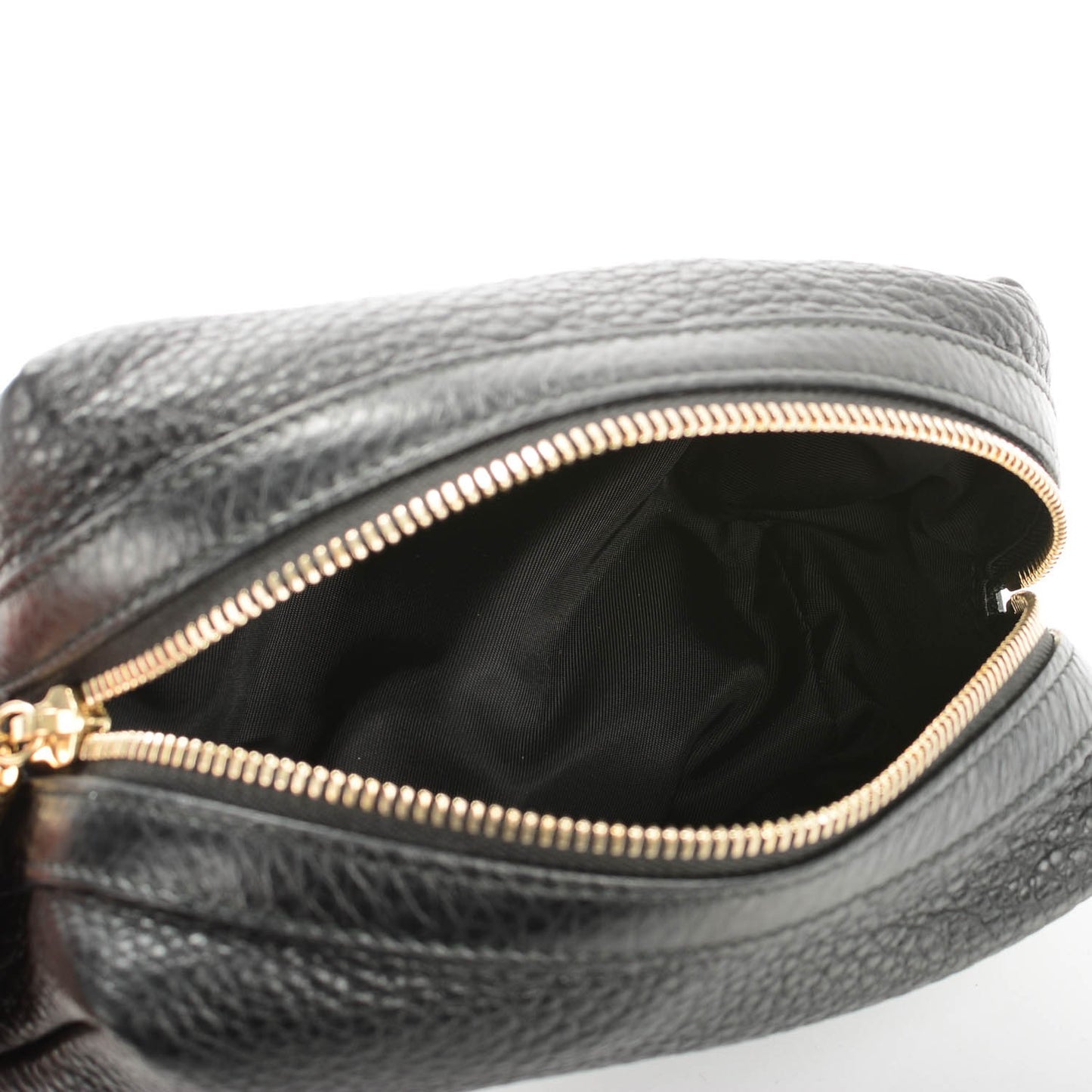 Pebbled Calfskin Soho Medium Cosmetic Case Black
