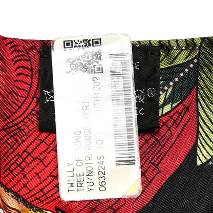 Hermes Silk Tree Of Song Twilly Black Rouge Vert 4 of 4