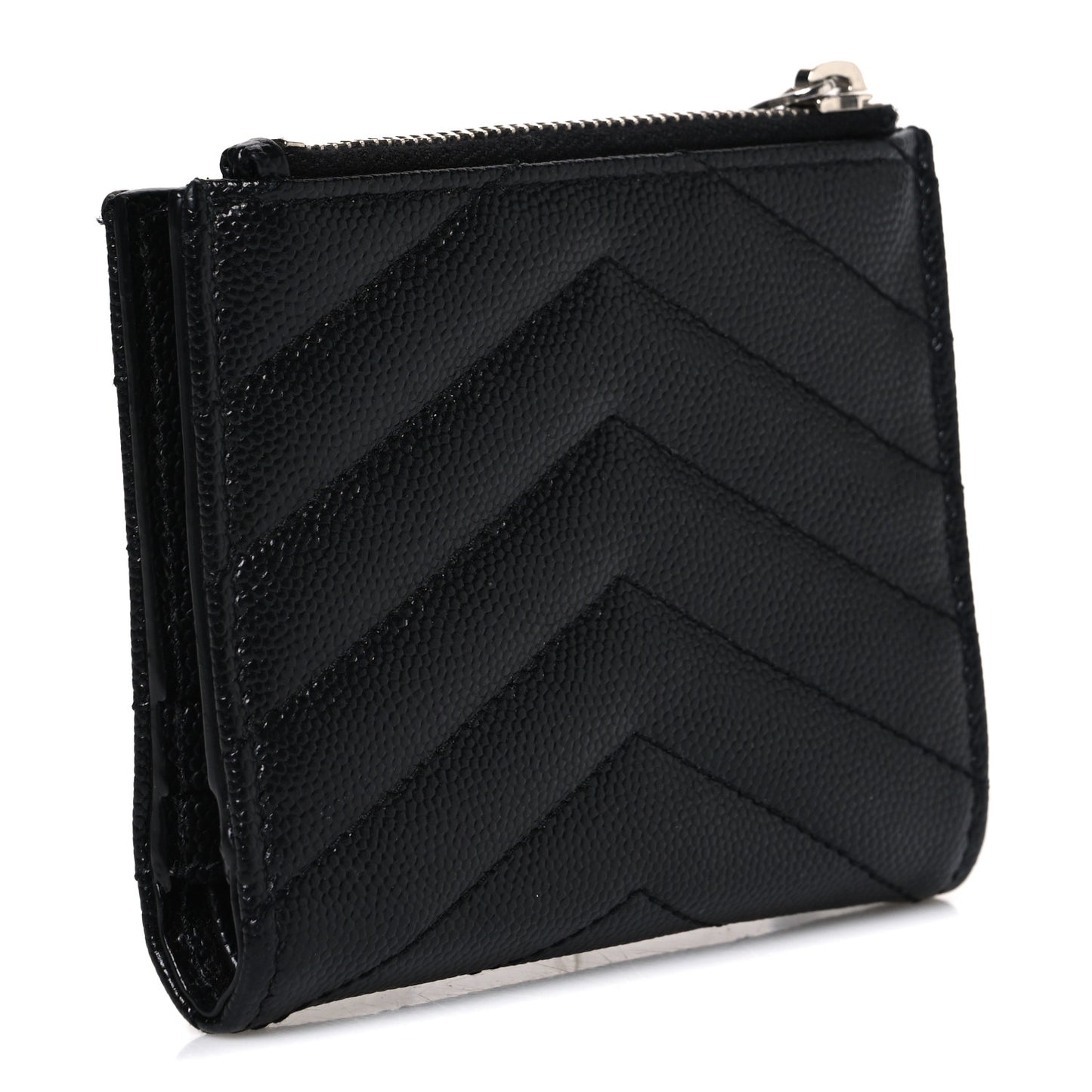 Grain De Poudre Matelasse Chevron Monogram Zipped Card Case Black