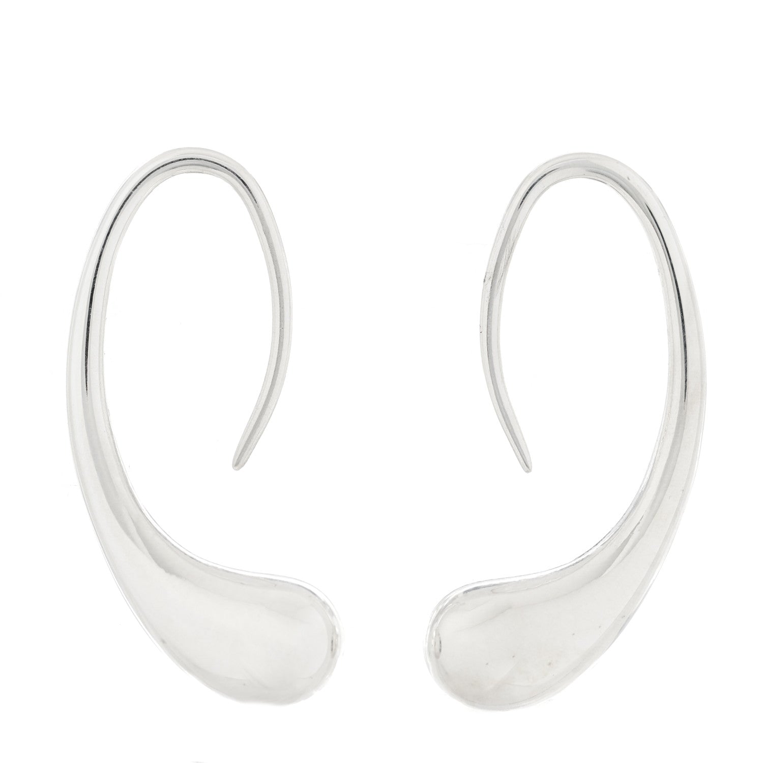 Tiffany Sterling Silver Elsa Peretti Teardrop Hoop Earrings 3 of 4