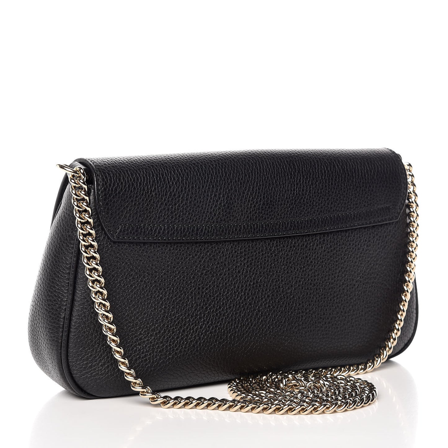 Pebbled Calfskin Medium Soho Flap Crossbody Black