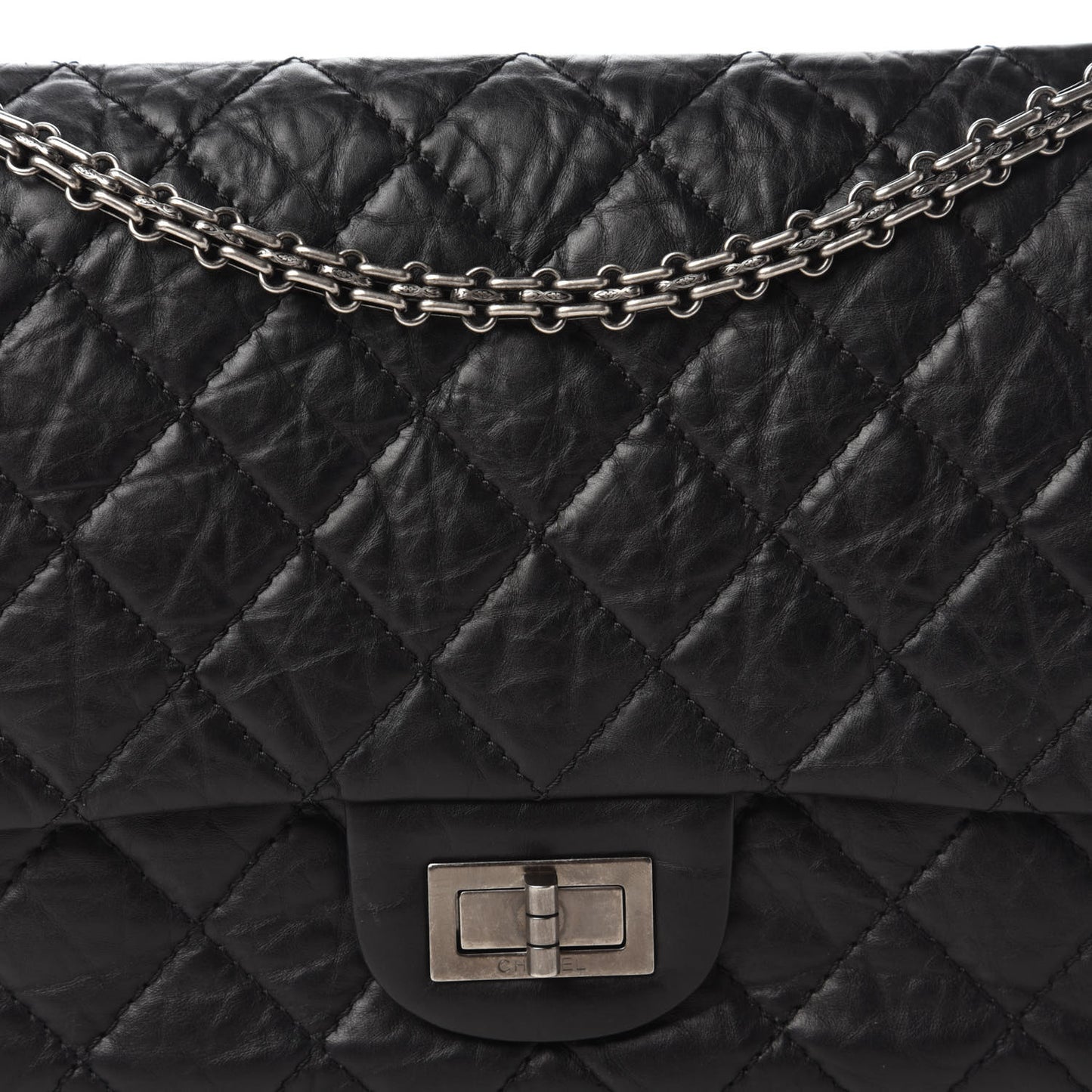 Aged Calfskin Quilted 2.55 Reissue 227 Flap Black