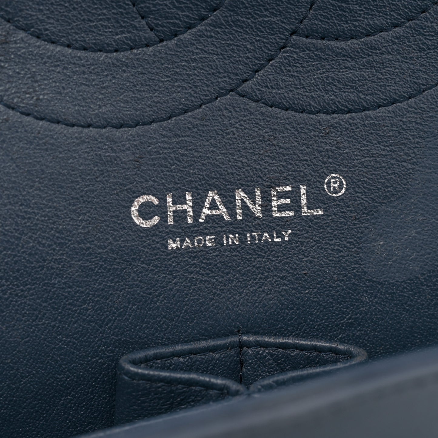 Patent Quilted Jumbo Double Flap Navy