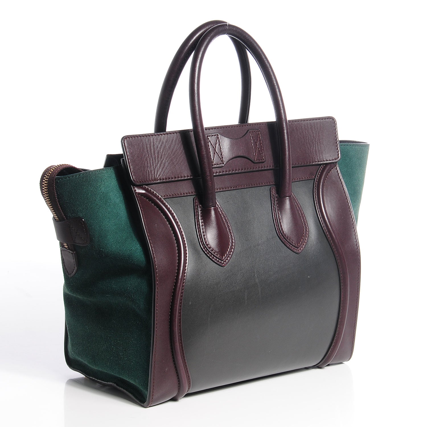Celine Smooth Calfskin Suede Mini Tri-Color Luggage Burgundy 3 of 9