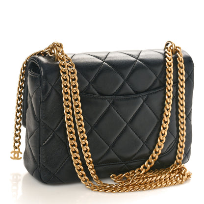 Chanel Lambskin Enamel Quilted Pending CC Square Flap Black 3 of 12