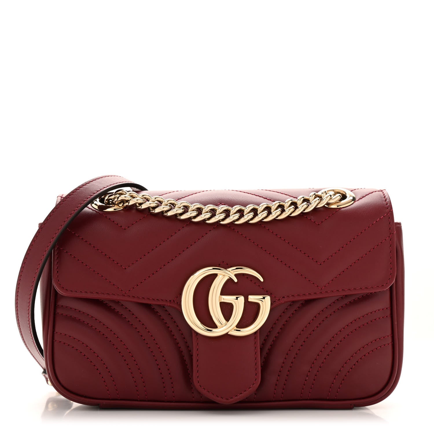 Gucci Calfskin Matelasse Mini GG Marmont Shoulder Bag Rosso Ancora 1 of 13