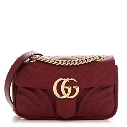 Gucci Calfskin Matelasse Mini GG Marmont Shoulder Bag Rosso Ancora 1 of 13