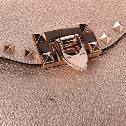 Valentino Garavani Metallic Pebbled Calfskin Medium Rockstud Flip Lock Crossbody Bag Rame 7 of 8