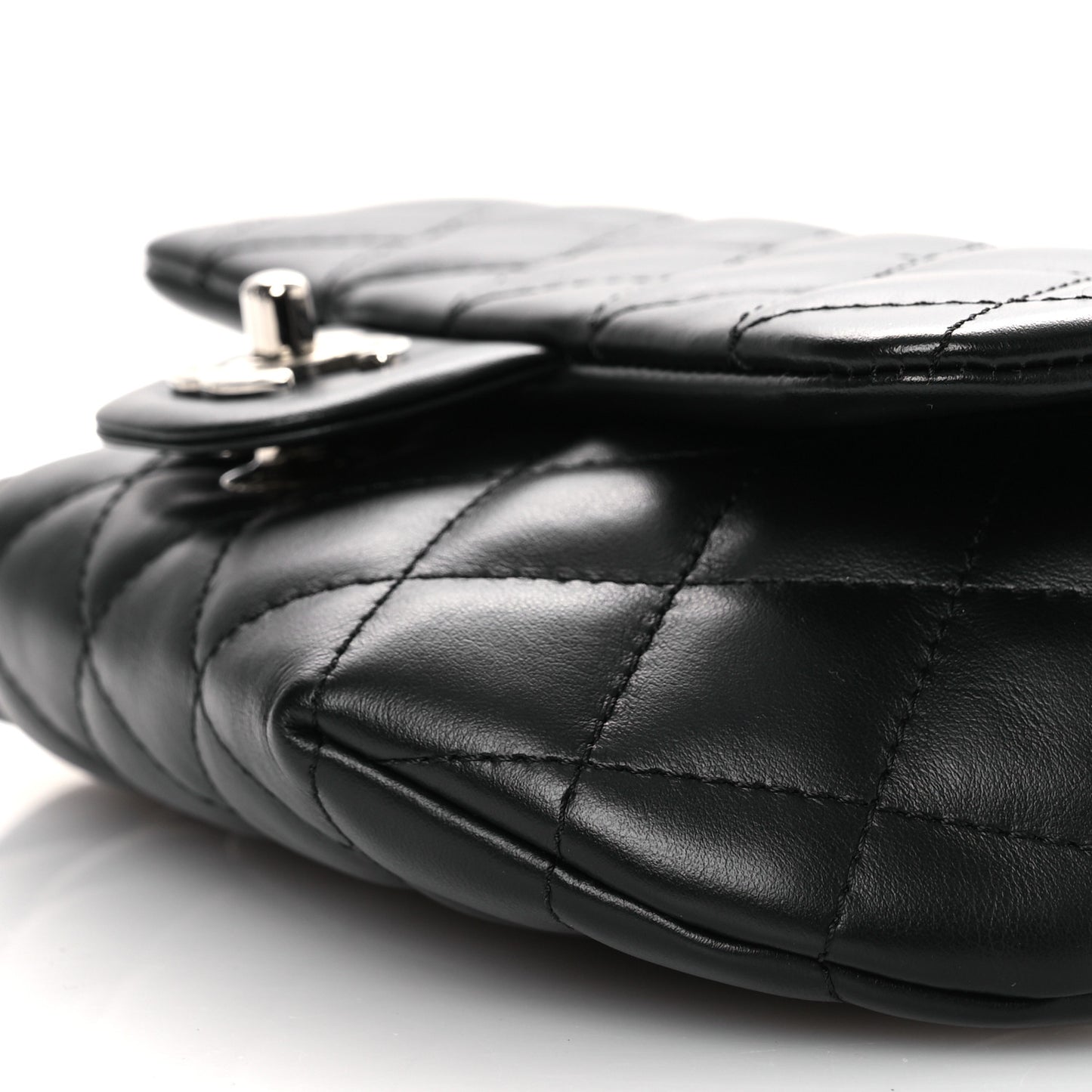 Calfskin Quilted CC Uniform Flap Belt Bag Black