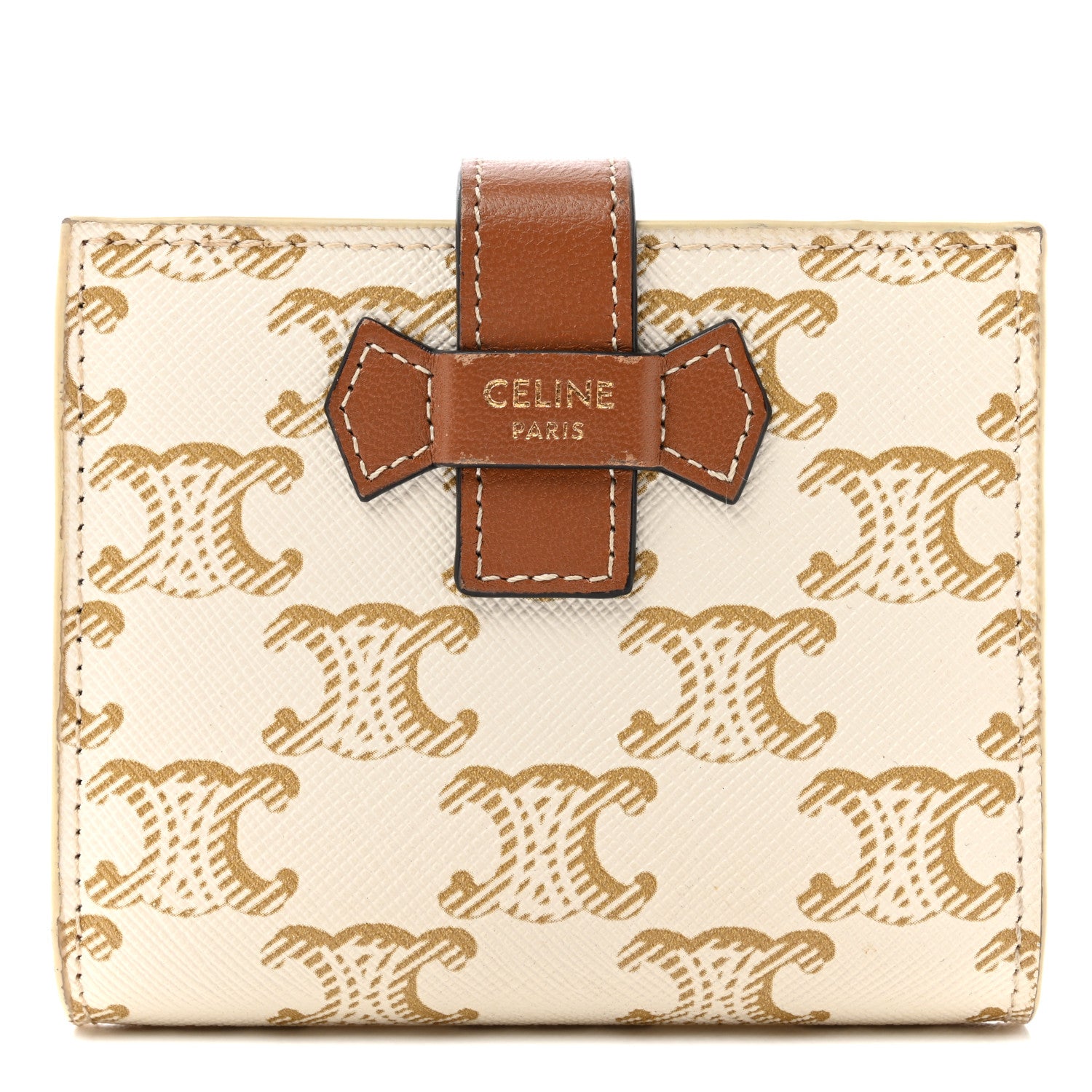 Celine Canvas Triomphe Small Strap Wallet White 1 of 11