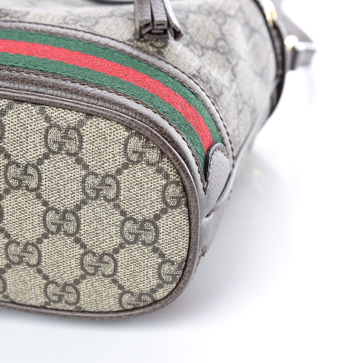 Gucci GG Supreme Monogram Web Mini Ophidia Bucket Bag Brown 6 of 11